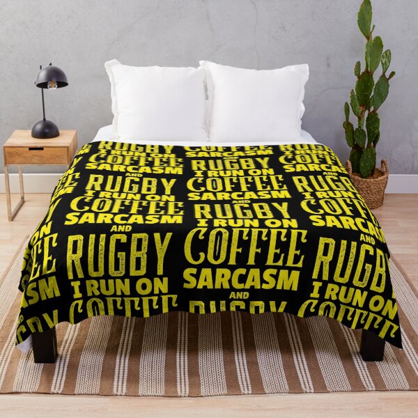 Item preview, I Run On Coffee Sarcasm And Rugby, Funny Rugby And Coffee Gift For Mum's, Dad's, Brother's, and Sister's designed and sold by BigJackTees.