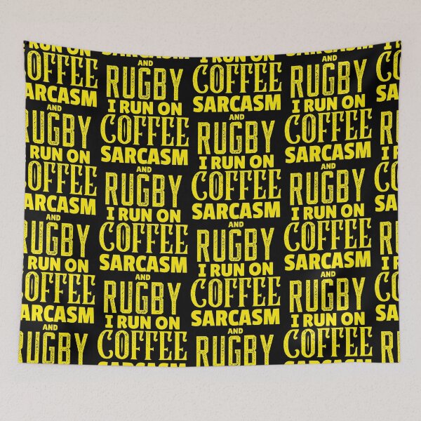 Item preview,  I Run On Coffee Sarcasm And Rugby, Funny Rugby And Coffee Gift For Mum's, Dad's, Brother's, and Sister's designed and sold by BigJackTees.