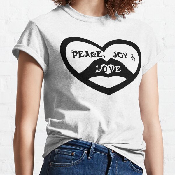 Peace Joy Love Heart Framed Heart With Two Hands Silhouette - for light backgrounds Classic T-Shirt