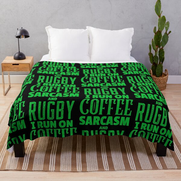 Item preview, I Run On Coffee Sarcasm And Rugby, Funny Rugby And Coffee Gift For Mum's, Dad's, Brother's, and Sister's designed and sold by BigJackTees.