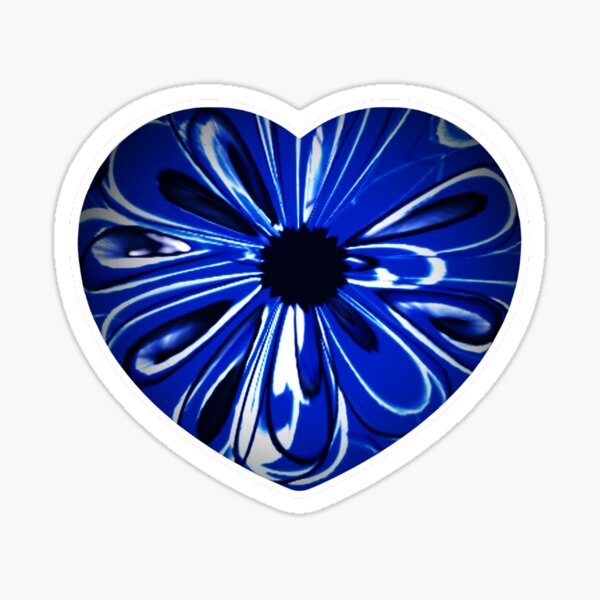 Swirlly Flower Blue Heart Sticker