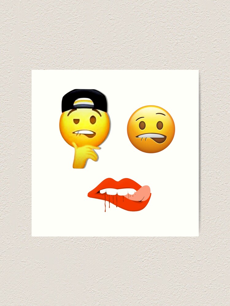 Lip Bite Emoji | Framed Art Print