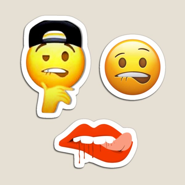 Lip biting emoji sticker Pack | Get 3 stickers at lowest price  Magnet