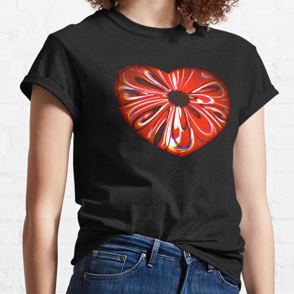 Rudy Red Swirl Flower Heart Classic T-Shirt
