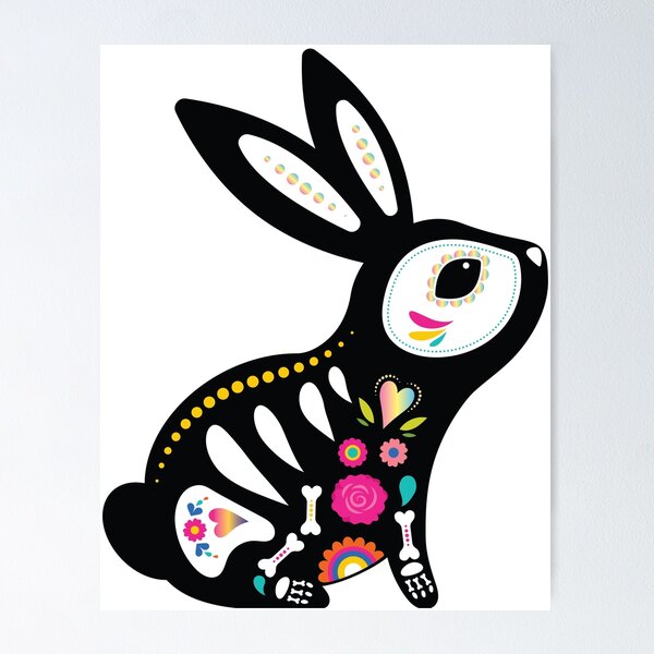 Item preview, Day of the dead Bunny dia de los muertos Rabbit Sugar skull Bunny designed and sold by Starfoxart.