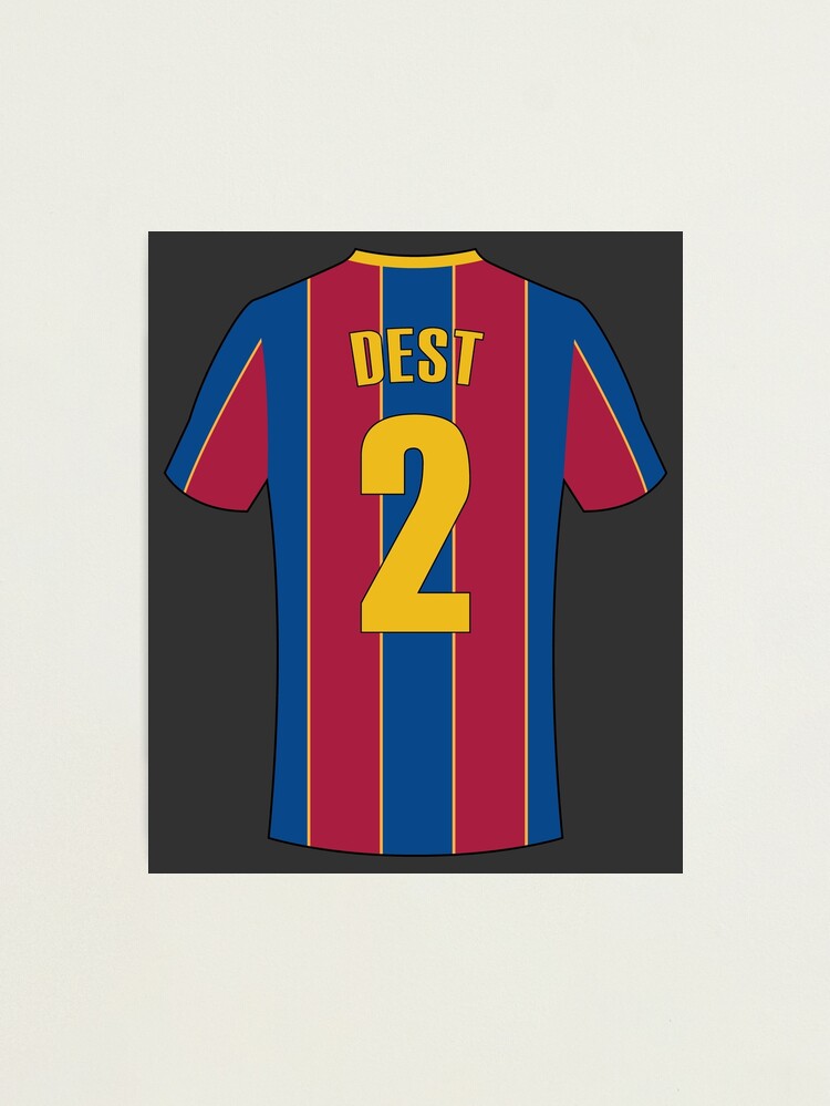 sergino dest barcelona football jersey number photographic print by justtrendytees redbubble