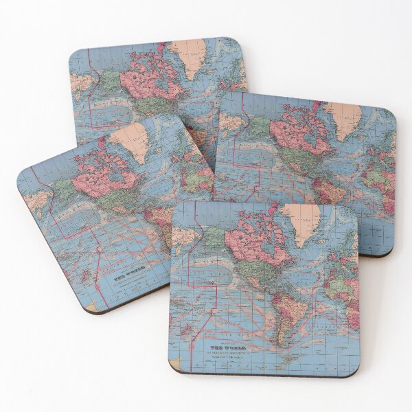 Item preview, Unique Vintage World Map (Australia is on the left) designed and sold by kookakate.