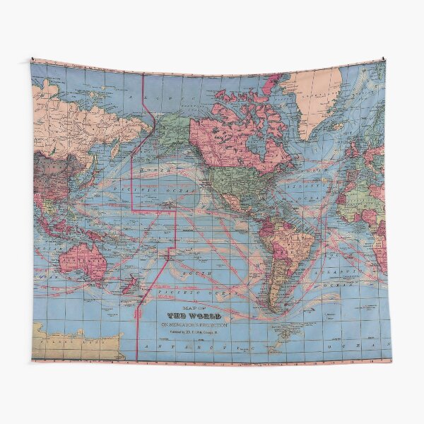 Item preview, Unique Vintage World Map (Australia is on the left) designed and sold by kookakate.