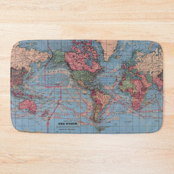 Item preview, Unique Vintage World Map (Australia is on the left) designed and sold by kookakate.