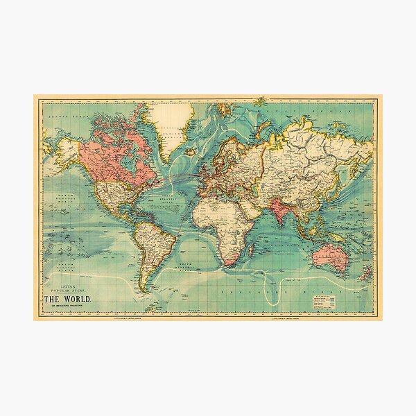 Item preview, Vintage Map of The World 1883 designed and sold by kookakate.