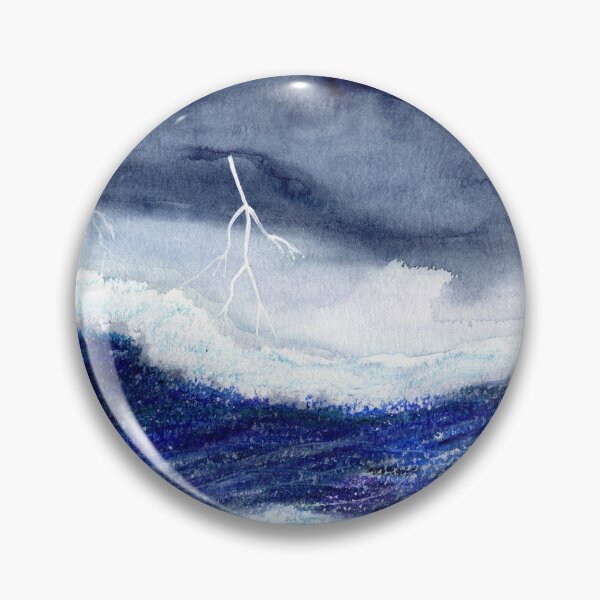 Item preview, Wild Ocean with Thunderstorm Watercolor Mixed Media designed and sold by Sandra Connelly.