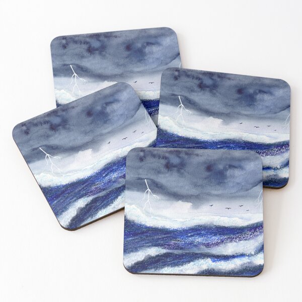Item preview, Wild Ocean with Thunderstorm Watercolor Mixed Media designed and sold by Sandra Connelly.