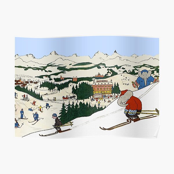 Babar fait du ski Poster