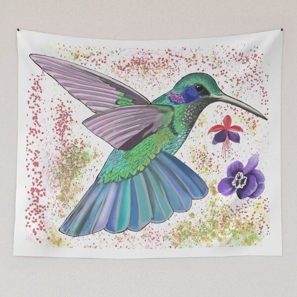 Item preview, Colorful Colibri with flowers (for all bird lovers) - cute  designed and sold by Shmuk.