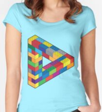 Play with Me: Lego Penrose Toy Triangle Impossible Object Illusion Women's Fitted Scoop T-Shirt