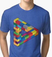 Play with Me: Lego Penrose Toy Triangle Impossible Object Illusion Tri-blend T-Shirt