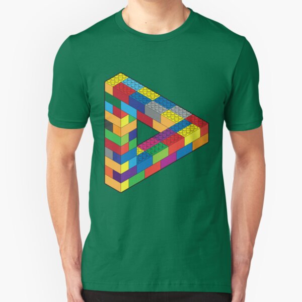 Play with Me: Lego Penrose Toy Triangle Impossible Object Illusion Slim Fit T-Shirt