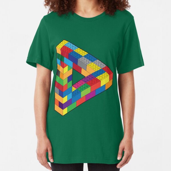 Play with Me: Lego Penrose Toy Triangle Impossible Object Illusion Slim Fit T-Shirt
