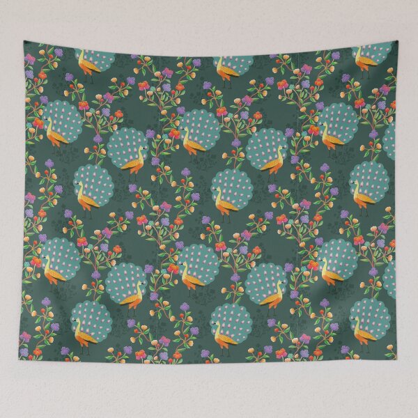 Item preview, Peacock and colorful graphic flower designed and sold by WeeraS.