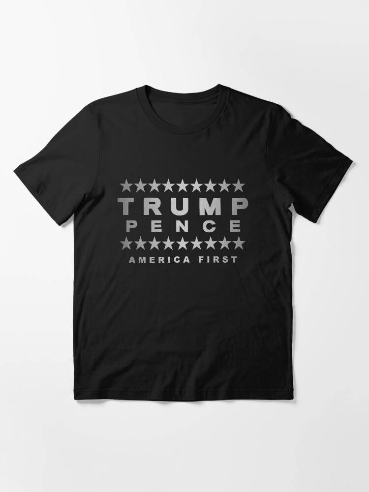 Alternate view of Trump Pence Silver Tone On Black America First Essential T-Shirt