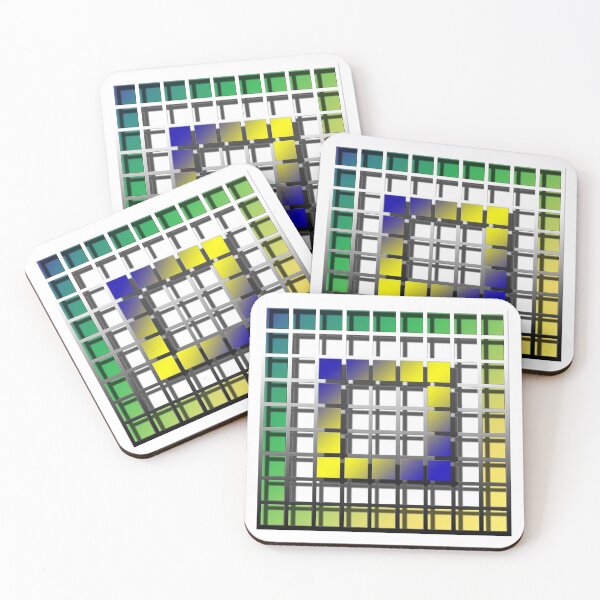 Item preview, Square (195) (grid, blue, yellow, green,) decorative, digital, colorful, abstract, designed and sold by Paszkan.