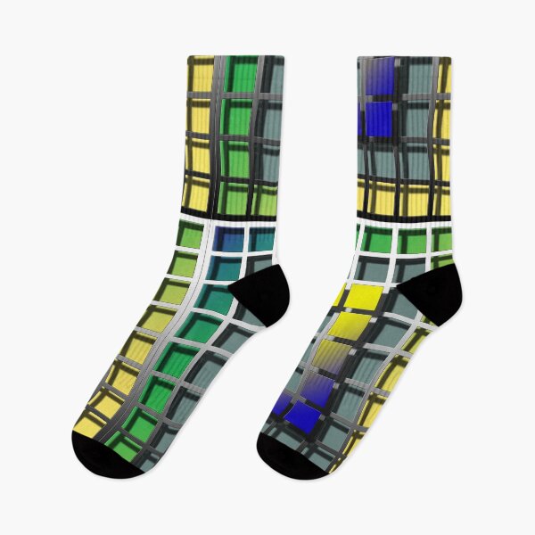 Item preview, Square (195) (grid, blue, yellow, green,) decorative, digital, colorful, abstract, designed and sold by Paszkan.