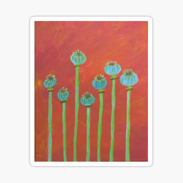 Seven Poppy Seed Pods Sticker