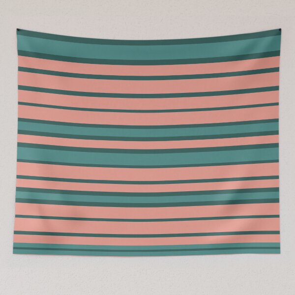 Item preview, Living Coral Teal and light Teal striped homedecor designed and sold by BelettePatterns.