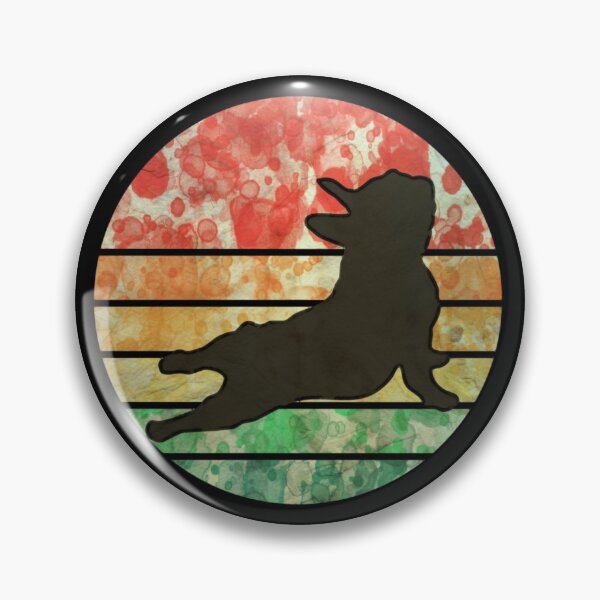 Item preview, French bulldog, yoga style, silhouette frenchie on watercolor sunset designed and sold by Collagedream.