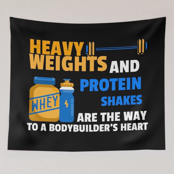 Item preview, Heavy Weights And Protein Shakes White - Funny Gym designed and sold by GymWearDepot.