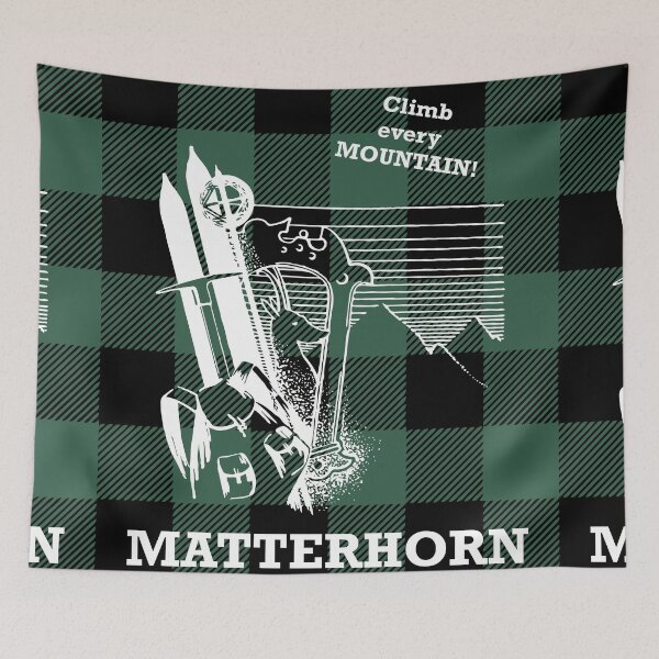 Item preview, Matterhorn Mount 4478 m - Swiss Italian Alps Mountaineering Poster - Climb Every Mountain - Forest Green Buffalo Plaid Background designed and sold by Vintage-TM.