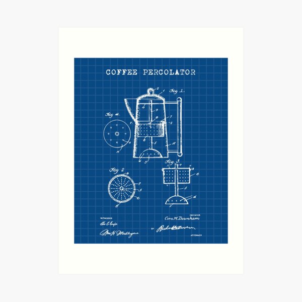 Blueprint Coffee Two Part Percolator Patent Poster Art: Canvas Prints,  Frames & Posters