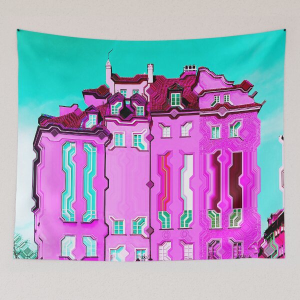 Item preview, Warsaw, Poland Warped Building Trippy Vaporwave Glitch Art designed and sold by glitchhub.