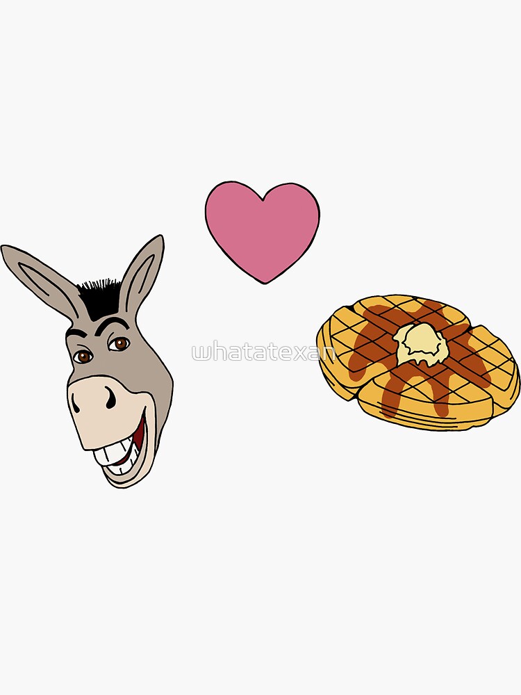 "Donkey Loves Waffles" Sticker for Sale by whatatexan Redbubble