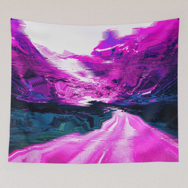 Item preview, Norwegian Highway Mountain Road Vaporwave Glitch Art  designed and sold by glitchhub.