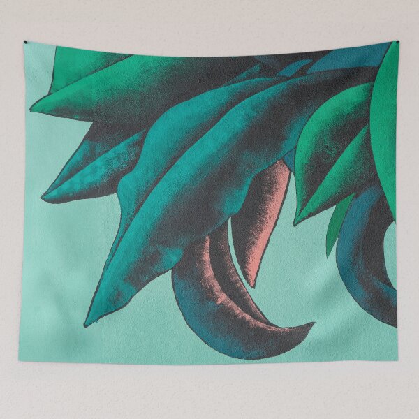 Item preview, Imaginary Leaves - Whimsical Leafy Pattern in Bold Greens with Pink Accents designed and sold by Georgia Mizuleva.