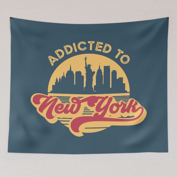 Item preview, ADDICTED TO NEW YORK CITY SKYLINE RETRO SUNSET DISTRESSED  designed and sold by zenturtlemerch.