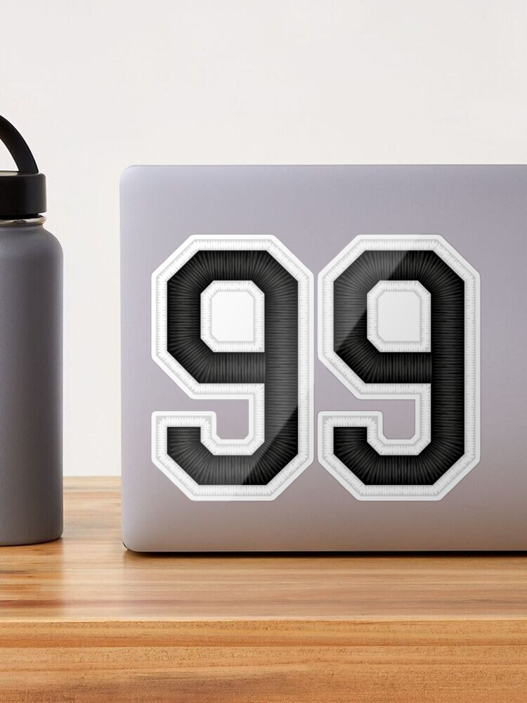 Number 99, grey on black sports jersey number Sticker for Sale by  LoveIsColorful