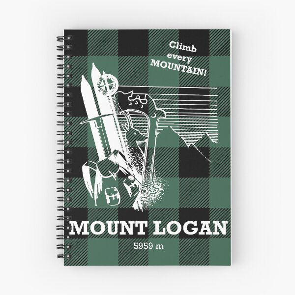 Item preview, Mount Logan 5959 m - Canadian St. Elias Mountain Range Mountaineering Poster - Climb Every Mountain - Forest Green Buffalo Plaid Background designed and sold by Vintage-TM.