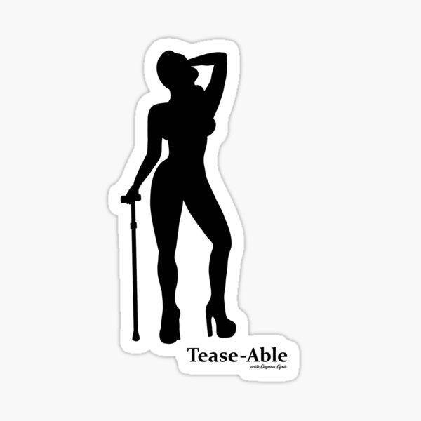 Tease-Able - Large Figure Design WHITE LINE ON BLACK Sticker