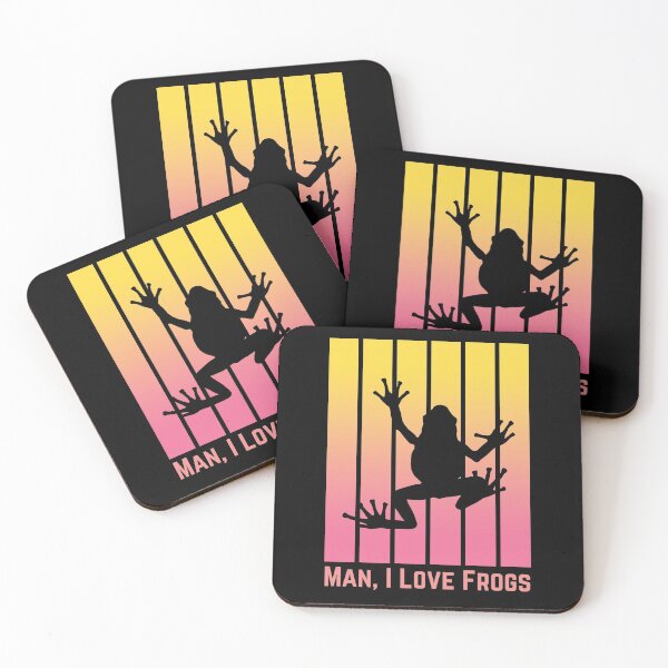 Item preview, Man I Love Frogs Yellow and Pink Stripes designed and sold by Labradoodlesetc.