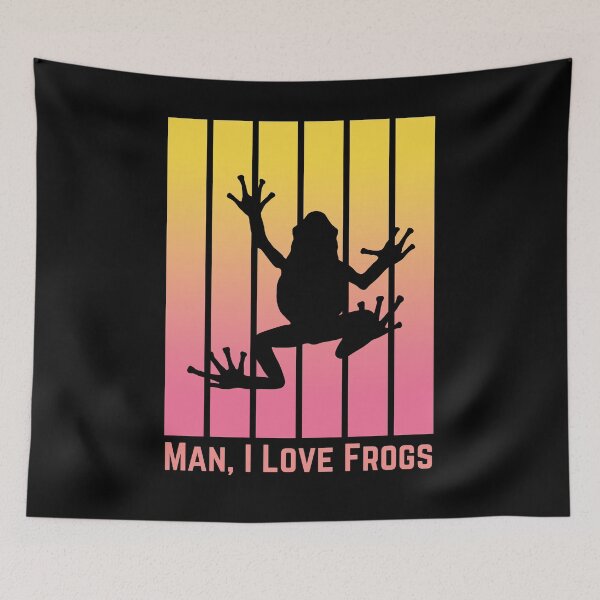 Item preview, Man I Love Frogs Yellow and Pink Stripes designed and sold by Labradoodlesetc.