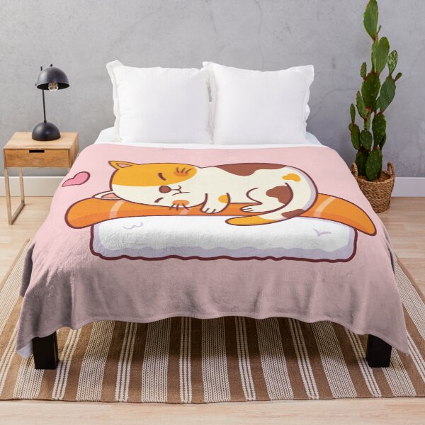 Aperçu de l'œuvre Un chat mignon aime les sushis au saumon créée et vendue par rustydoodle.