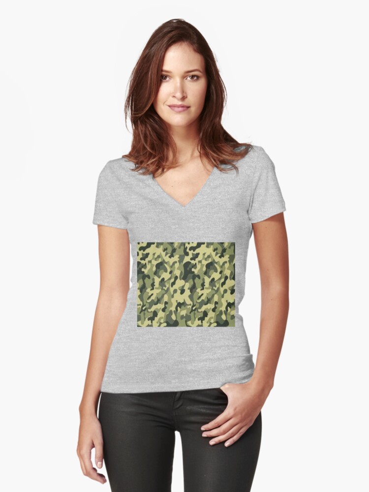 Thumbnail 1 of 3, Fitted V-Neck T-Shirt, Camouflage Texture designed and sold by Claudiocmb.