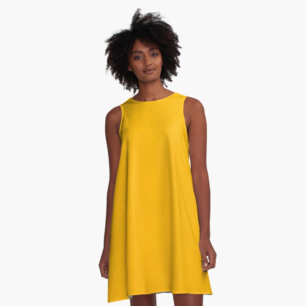 Mustard Yellow Color A-Line Dress