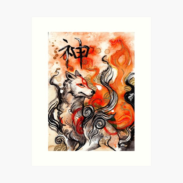 Okami Amaterasu Flower Trail Solar Flare Matte Art Print