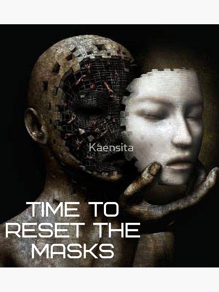 "time to reset the masks,woman takes off her mask, white mask in hand