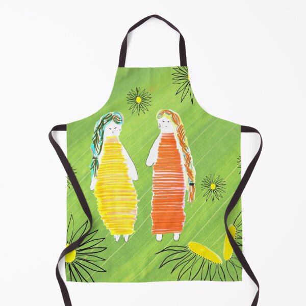 Item preview, Dolls And Daisies Hand Drawn Green Wash Background designed and sold by H3designs.