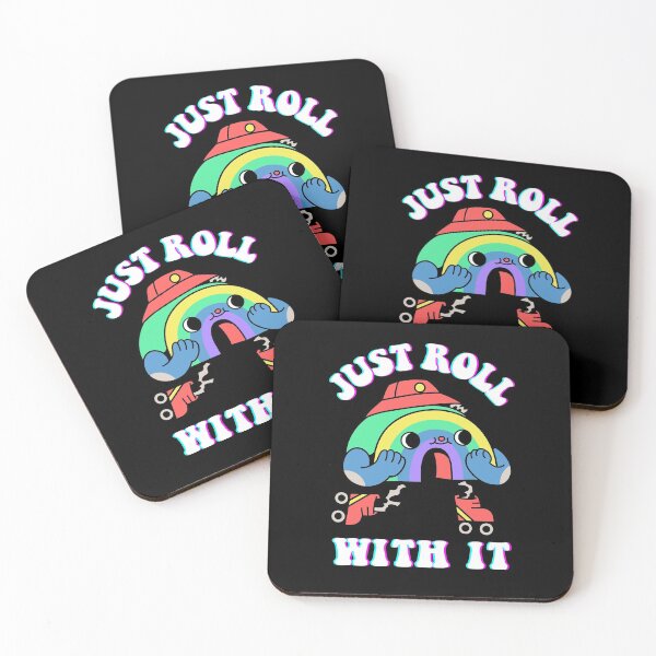 Item preview, Just roll with it - Rainbow Roller skating designed and sold by Paperfly Studio.