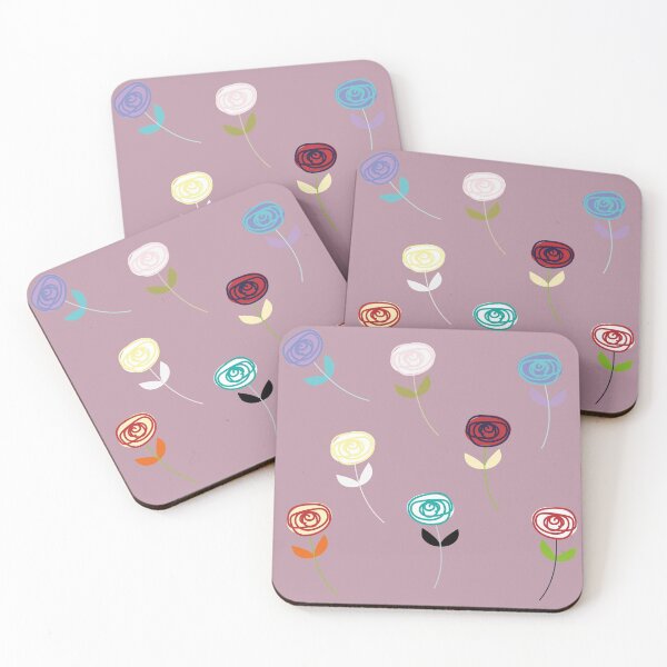 Item preview, Little Rose, cute multi-colour flower icons on dusky pale pink designed and sold by Susan Marie Williams.